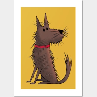 Cute Shaggy Brown Dog Posters and Art